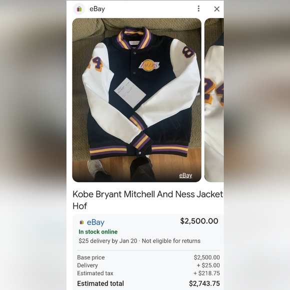 KOBE BRYANT MITCHELL AND NESS HALL OF FAME JACKET